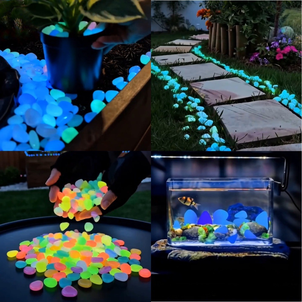 Aquarium Light - حصى ملونة مضيئة في الظلام لتزيين